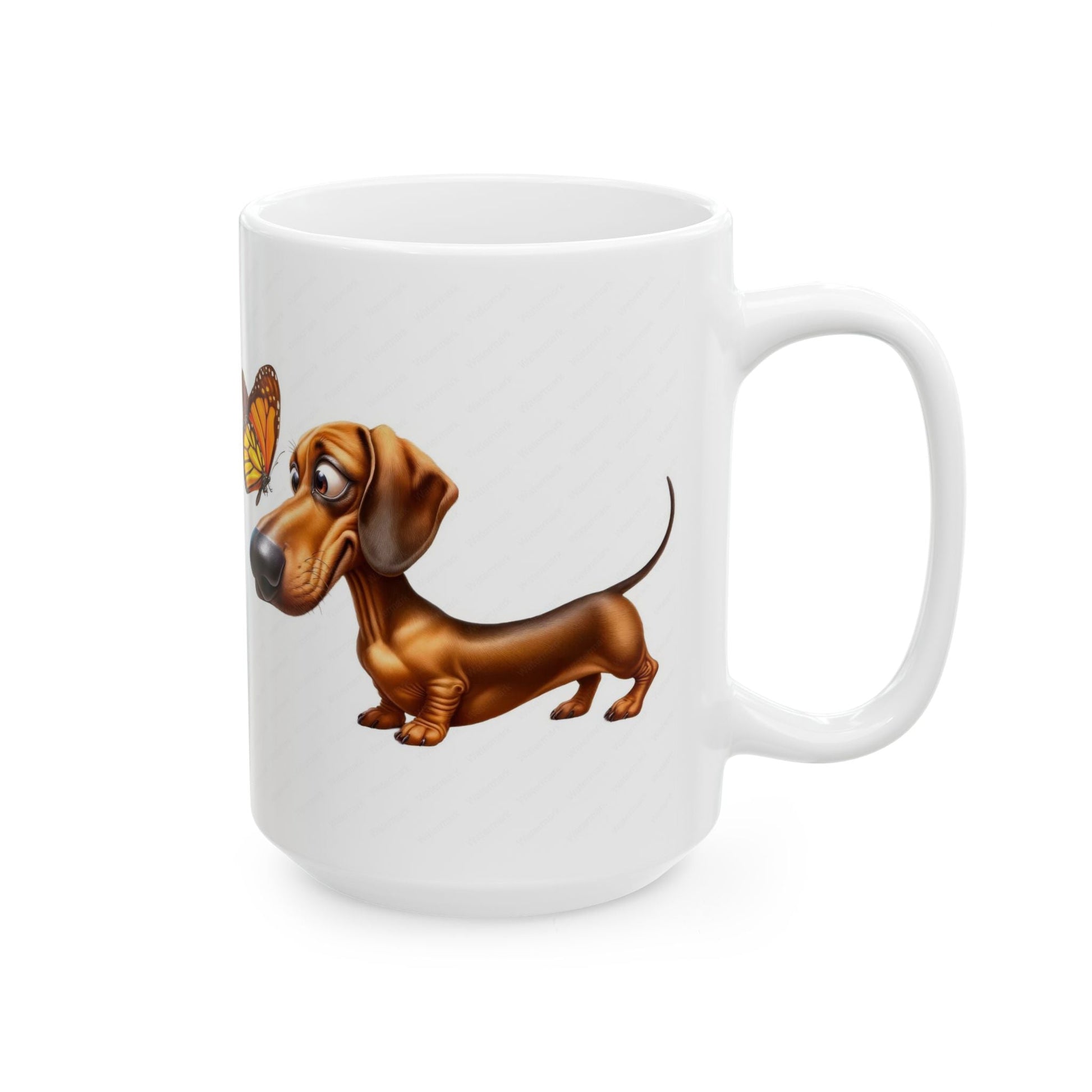Cute Dachshund and Butterfly Ceramic Mug - Fun 11oz & 15oz Coffee Cup for Animal Lovers | Purrfect Pet Haven