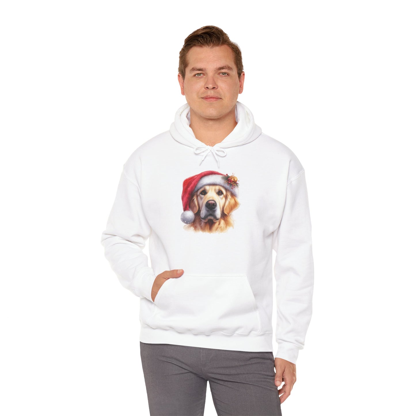Christmas Golden Retriever Hoodie – Cute Dog in Santa Hat Holiday Sweatshirt