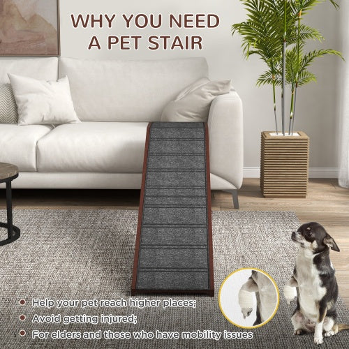 PawHut Dog Ramp for Bed - Non-Slip Carpet Pet Ramp 74x16x25