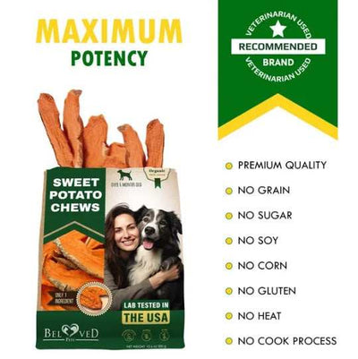 Sweet Potato Dog Treats - Natural Chips 10.6 Oz Healthy Snacks
