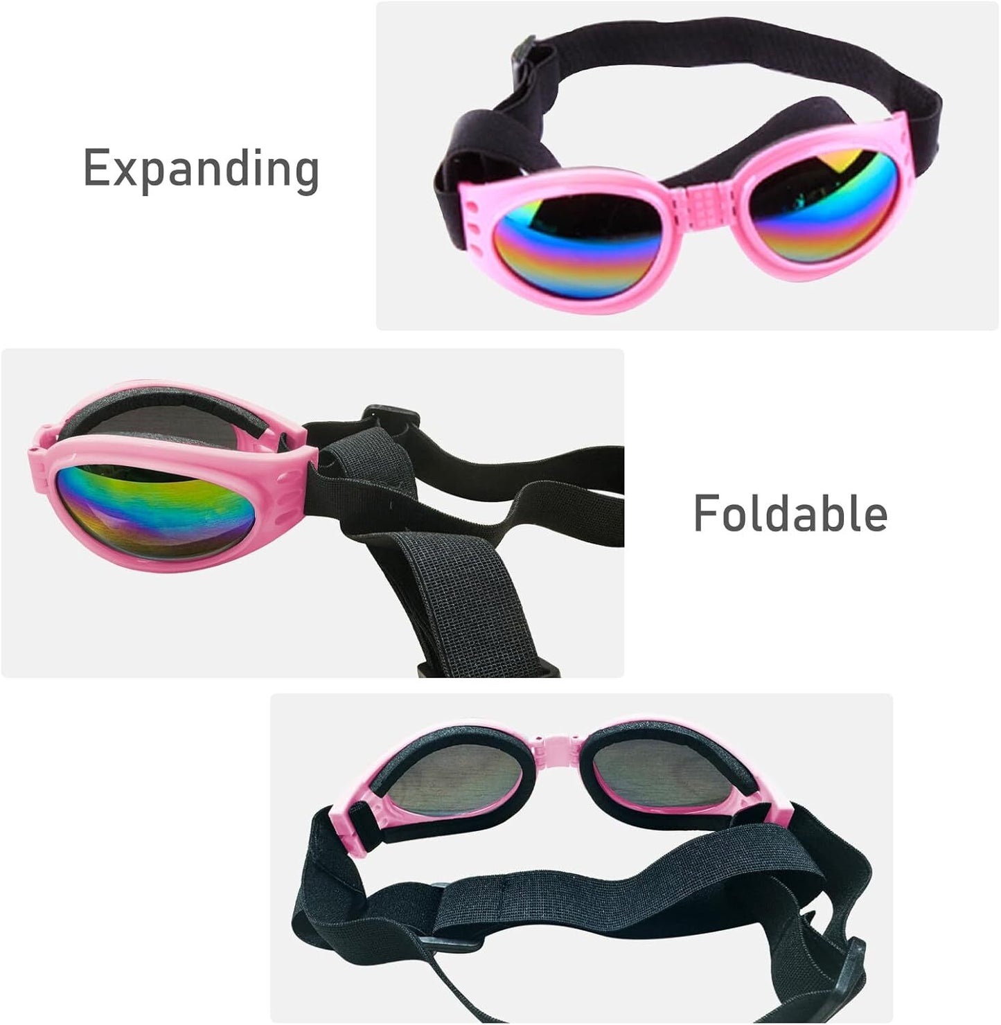 Pet Sunglasses UV Protection - 3 Pack Adjustable Dog Cat