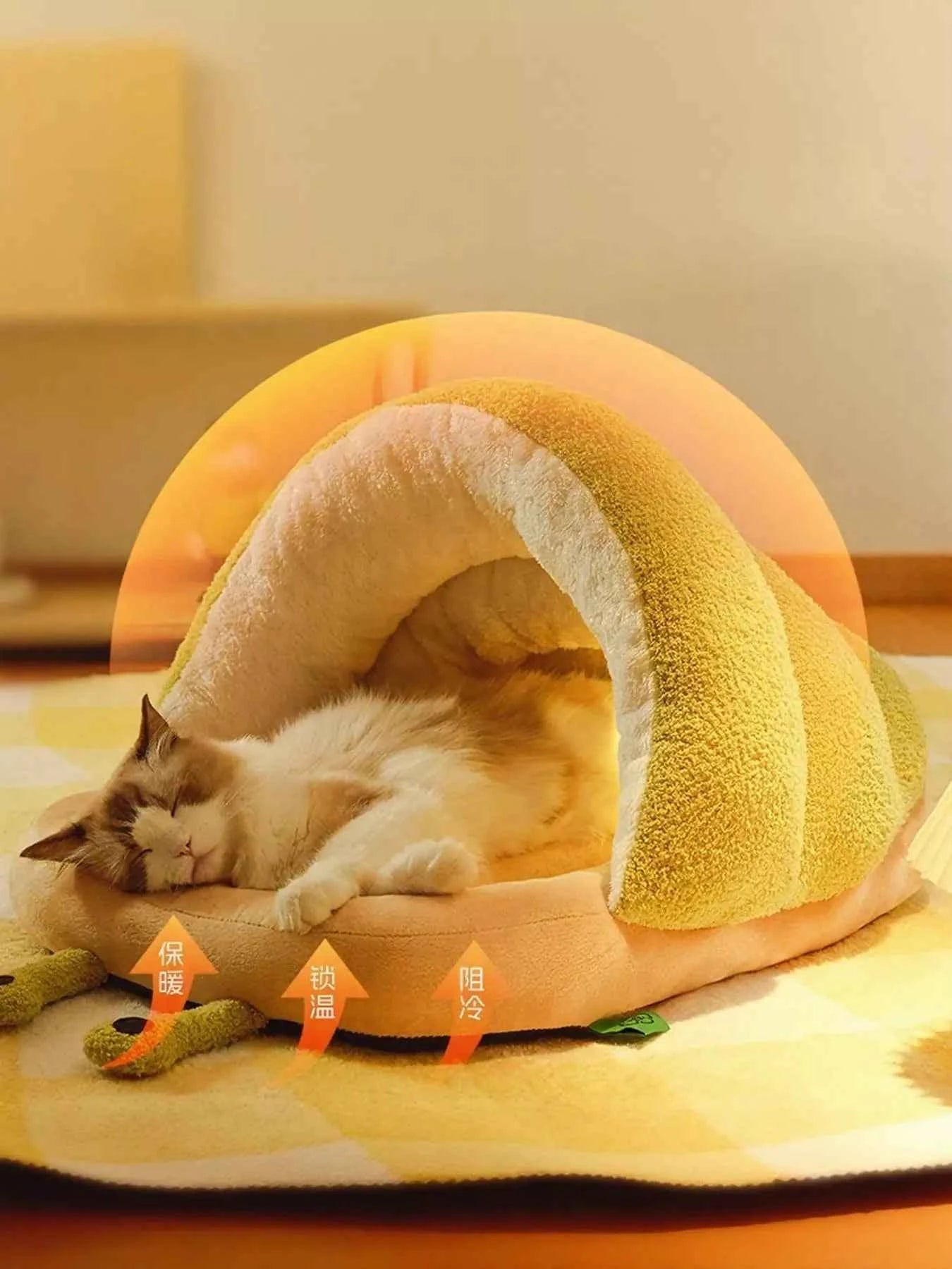 Cozy Caterpillar Shape Pet Nest with Plush Interior