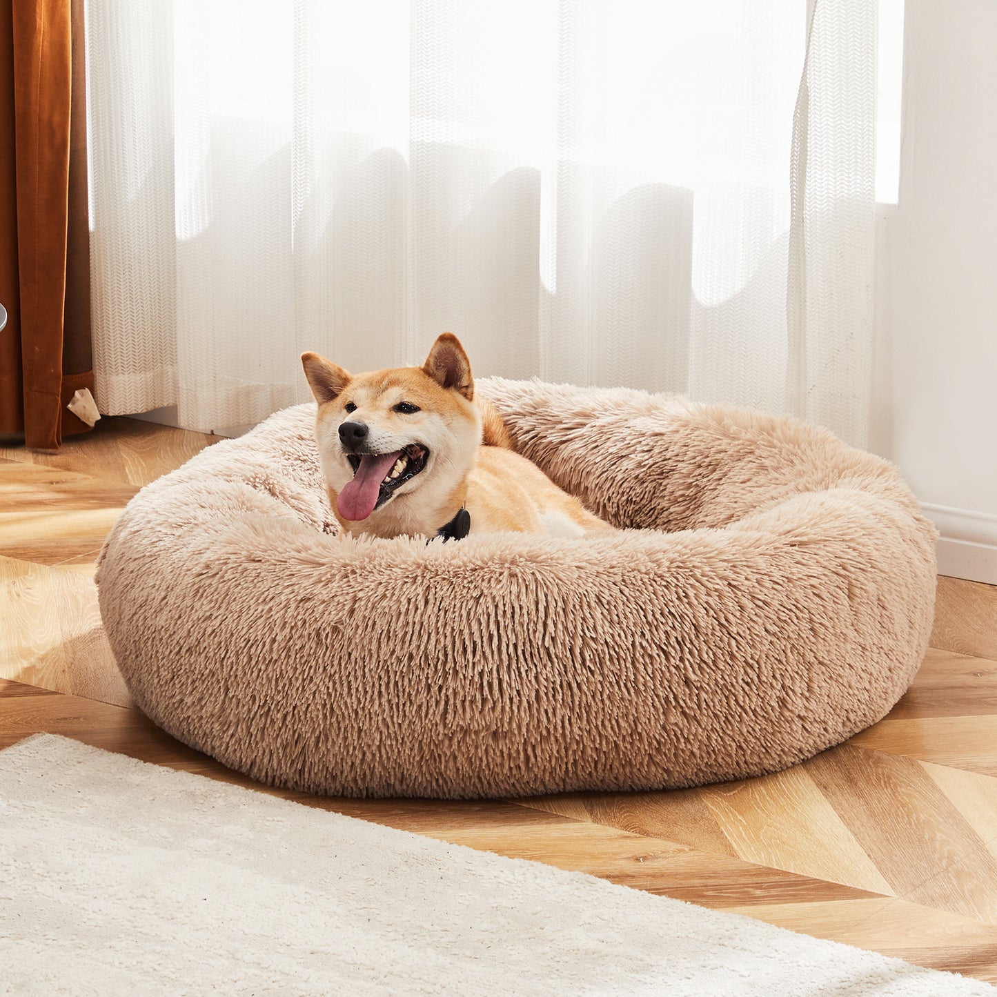 Pet Bed - Round Fluffy Plush for Dogs & Cats