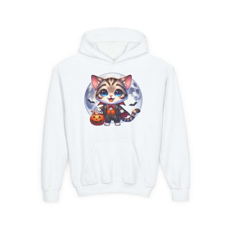 Adorable Cat Halloween Hoodie - Youth Spooky Season Sweatshirt