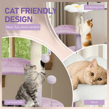 Cat Tree 33" - Multi-Level Purple Tower with Curved Perch