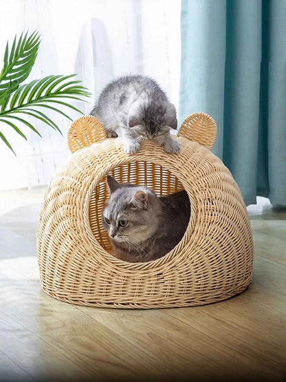 Rattan Pet Nest - Cute Pet Shaped Bed