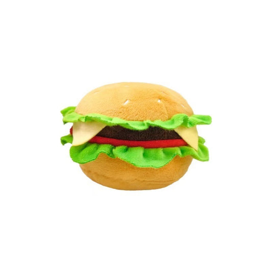 Wefulfil plush hamburger pet toy from fast food dog toy set soft squeaky bun lettuce cheese patty