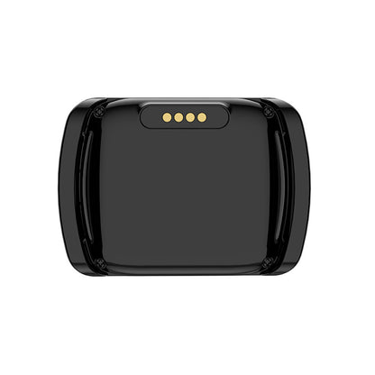 Black electronic device with a glossy finish on a white background