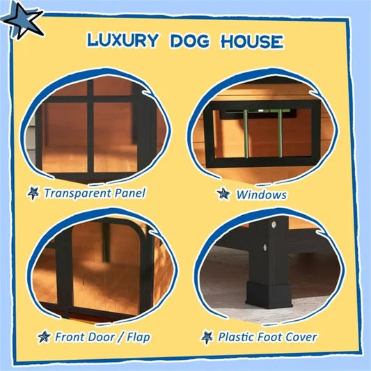 Weatherproof Cabin - Outdoor Wooden Dog House - Purrfect Pet Haven