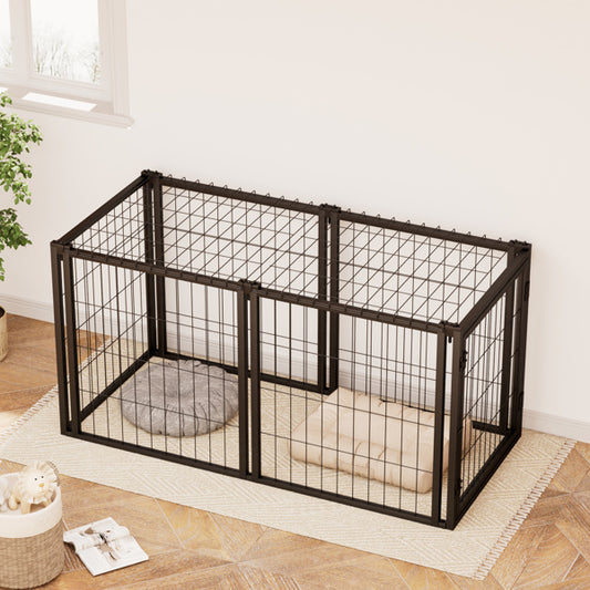 Black Iron 48 Inch Wide Front or Side Door Access Indoor Dog Cage
