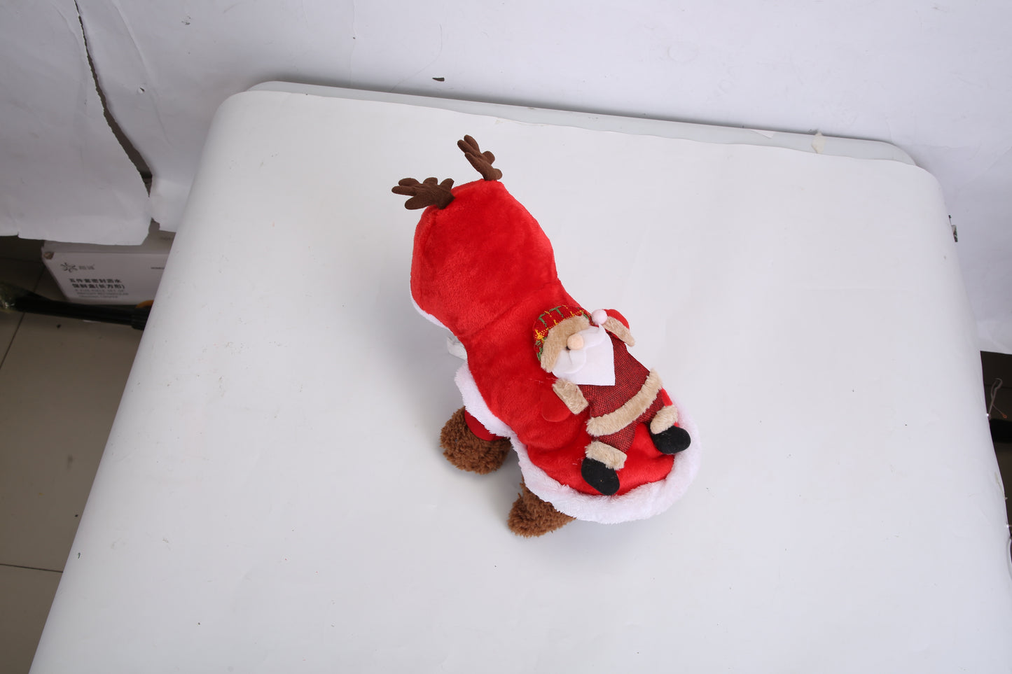 Christmas Santa Reindeer Pet Outfit - Holiday Coat with 3D Antlers