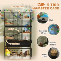 Hamster Cage 5 Tier - Large Rolling Habitat with Tubes