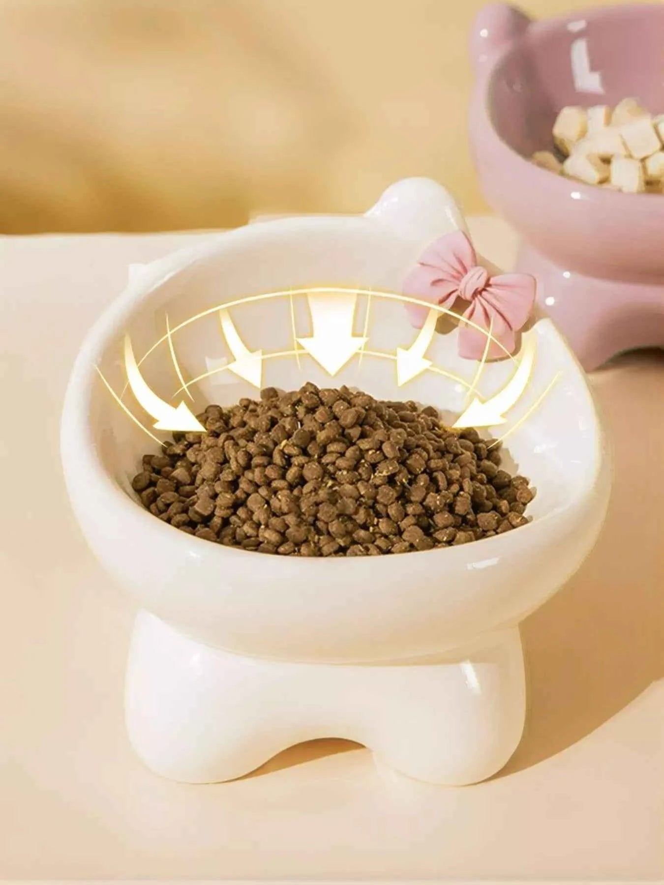 Ceramic Pet Bowl with Bowknot