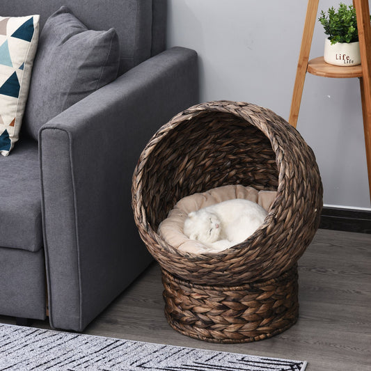 Cat Egg Chair Bed - Wicker Rotating Basket Elevated Stand