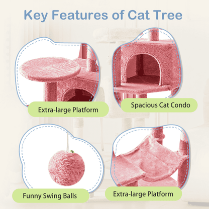 44-Inch Cat Tree - Multi-Level with Hammock & Sisal Posts - Purrfect Pet Haven