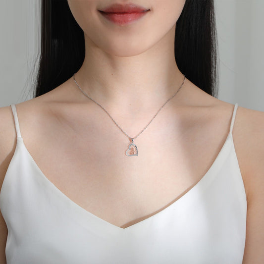Love Heart Pendant Girl With Dog Necklace