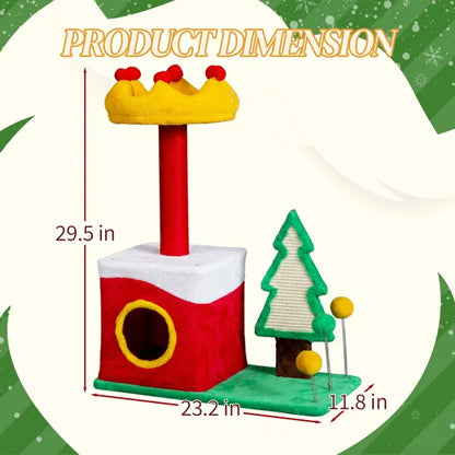 Holiday Crown Tree - Christmas Cat Tower with Condo
