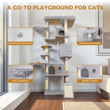 Large Cat Tree Tower 84.6" - 3 Condos 11 Scratching Posts