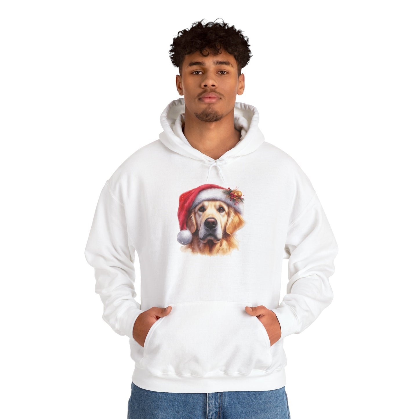 Christmas Golden Retriever Hoodie – Cute Dog in Santa Hat Holiday Sweatshirt