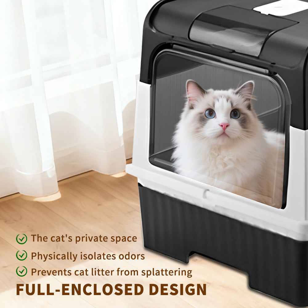 Cat Litter Box - Large Enclosed Flip-Top
