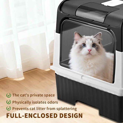 Cat Litter Box - Large Enclosed Flip-Top