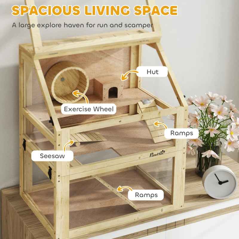 Wooden Hamster Cage - 3 Tier Detachable Bottom