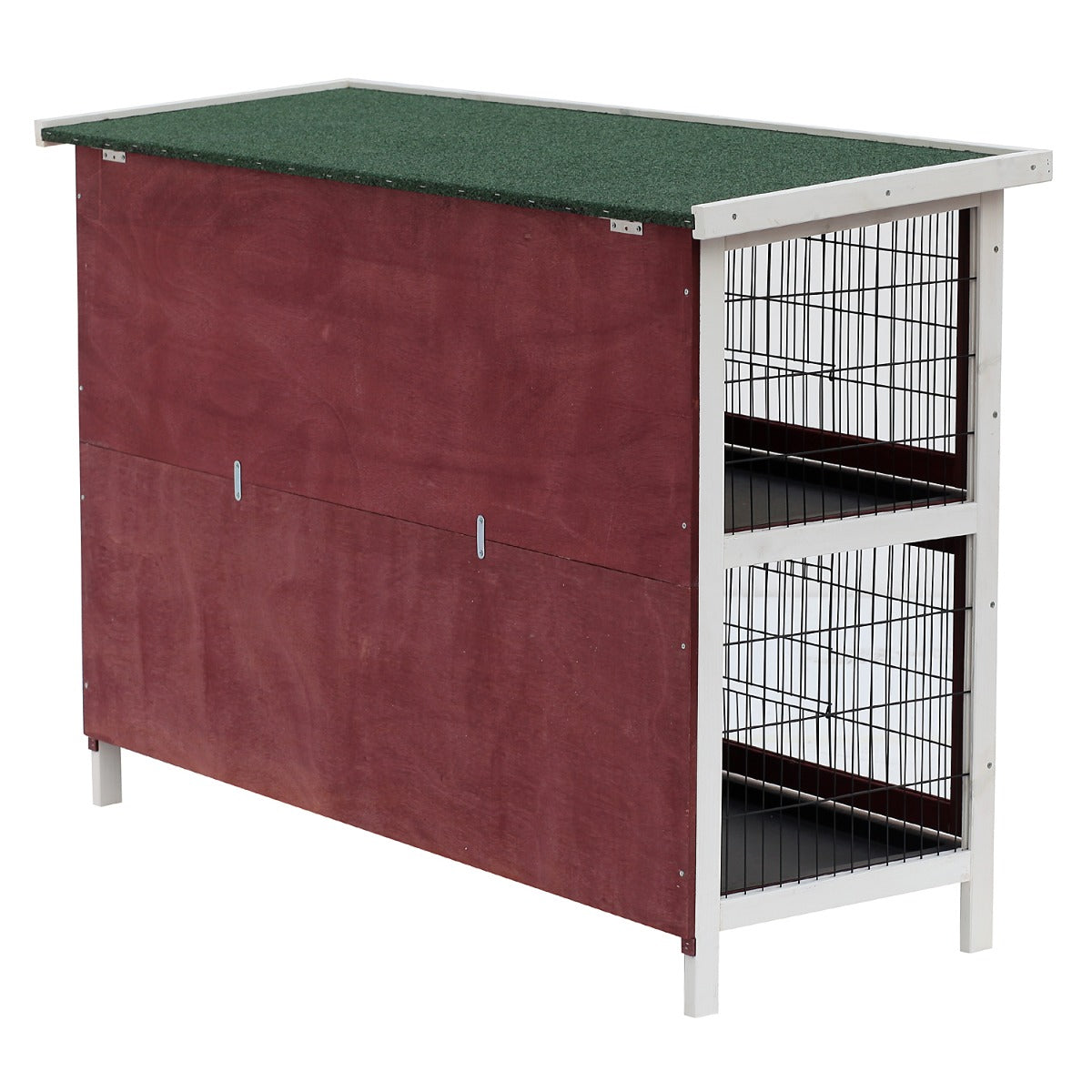 Rabbit Hutch - 2-Story Wooden Outdoor Cage with Run