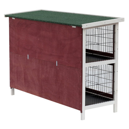 Rabbit Hutch - 2-Story Wooden Outdoor Cage with Run