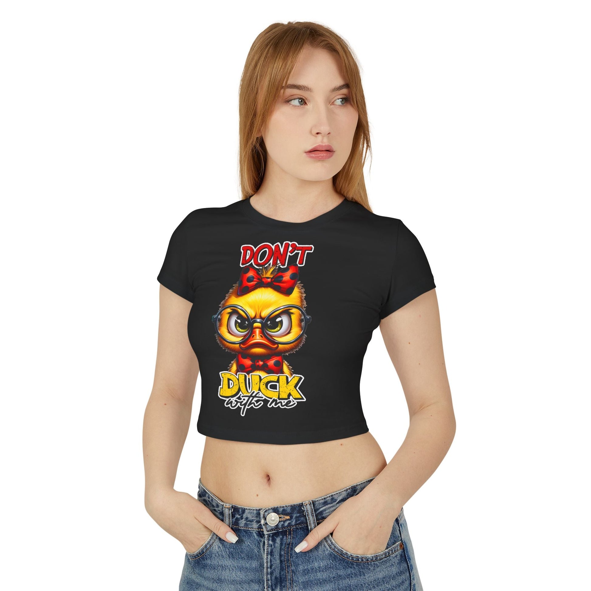 Funny Duck Graphic Women's Baby Tee - Don't Duck with Me | Purrfect Pet Haven