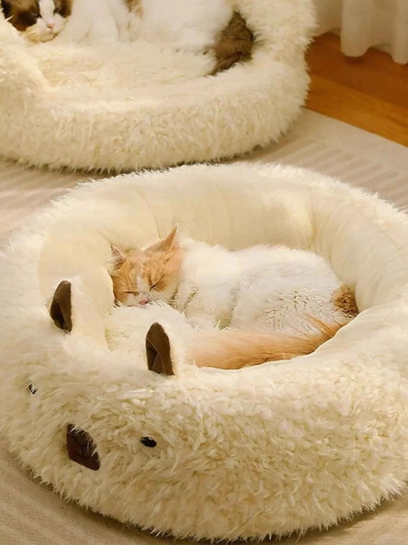 Cozy Bear-Shaped Plush Pet Nest