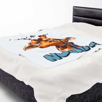 Funny Giraffe Plush Blanket - 'Busy Doing Nothing'