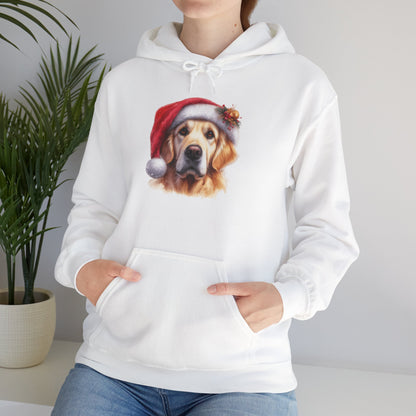 Christmas Golden Retriever Hoodie – Cute Dog in Santa Hat Holiday Sweatshirt