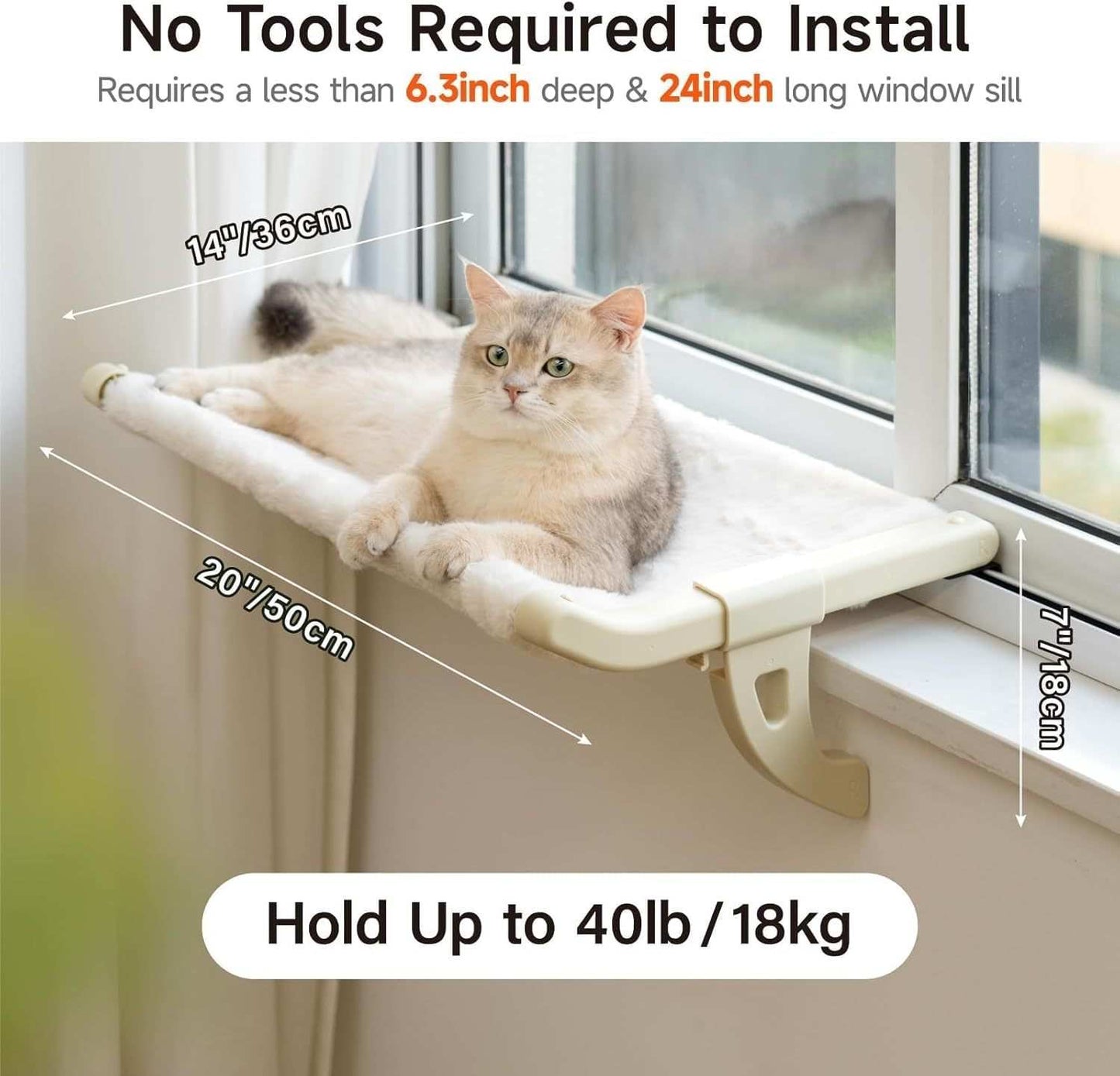 Adjustable Cat Window Perch With One-Step Sliding Clamp