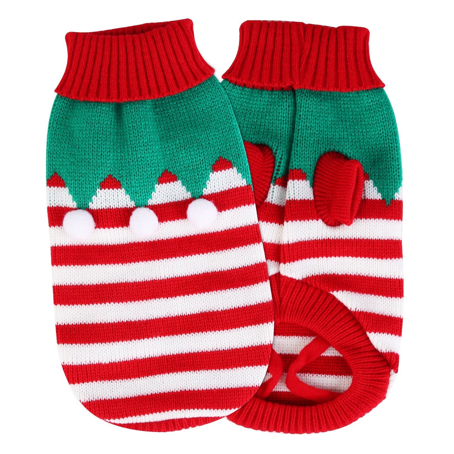 Christmas Pet Turtleneck Sweater - Snowman & Stripe Holiday Patterns