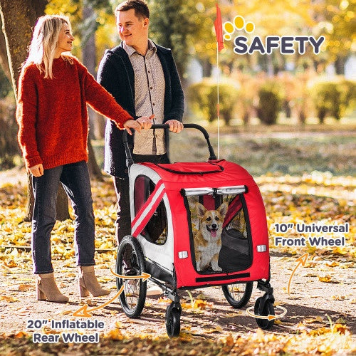 Pet Bike Trailer & Stroller - 2-in-1 for Small Dogs