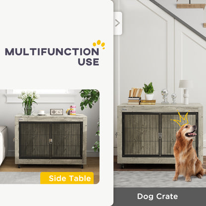 Dog Crate Furniture End Table 39 Inch with Wheels