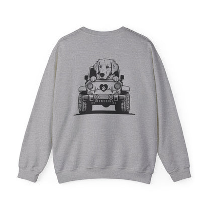 Golden Retriever Jeep Sweatshirt - Dog Lover's Heavy Blend