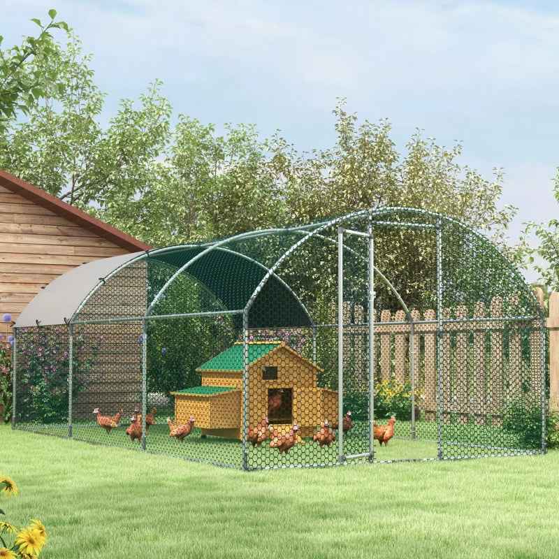 Large Metal Chicken Coop - Waterproof Dome Shaped Cover