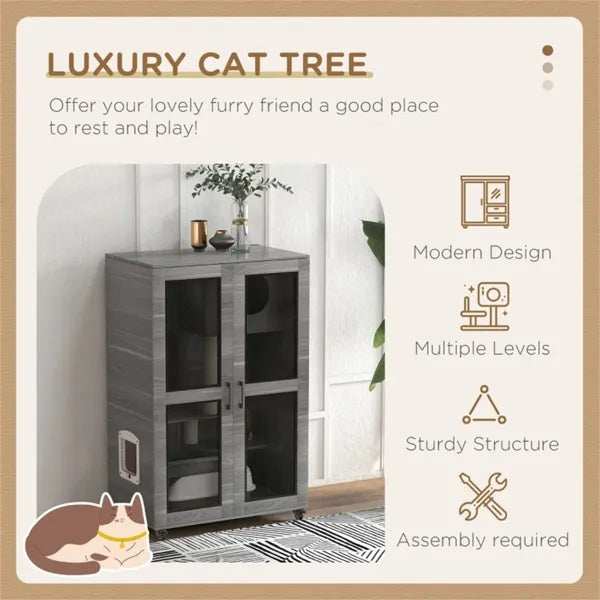Ultimate Cat Tree Villa Apartment with Wheels - Premium Mobile Cat Furniture