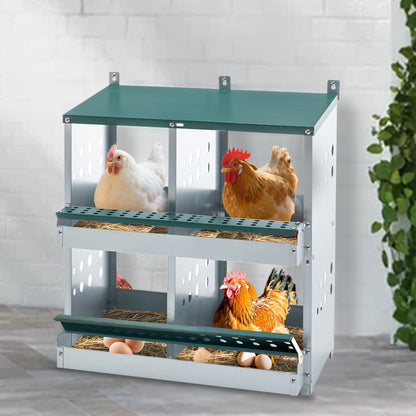 4-Compartment Metal Chicken Nesting Box - Wall Mount