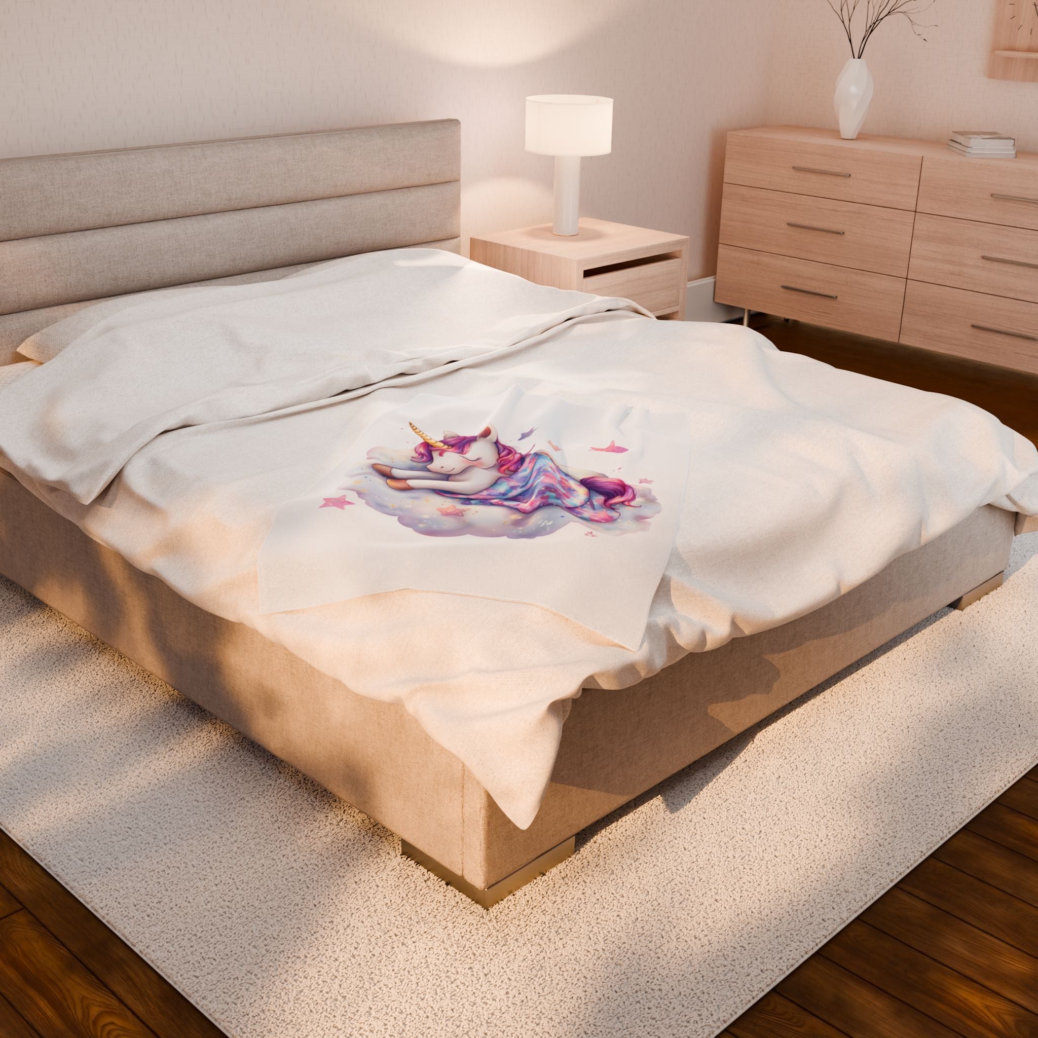 Dreamy Unicorn Velveteen Plush Blanket | Cozy Soft Throw for Kids & Nursery Decor
