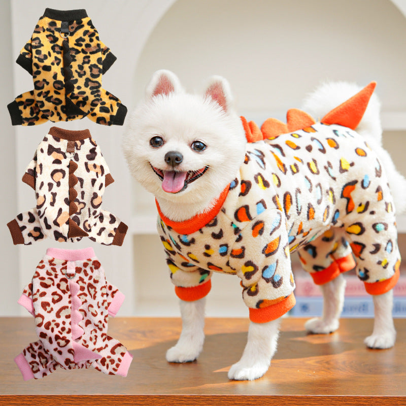 Dino Roar Fleece - Leopard Print Dog Hoodie