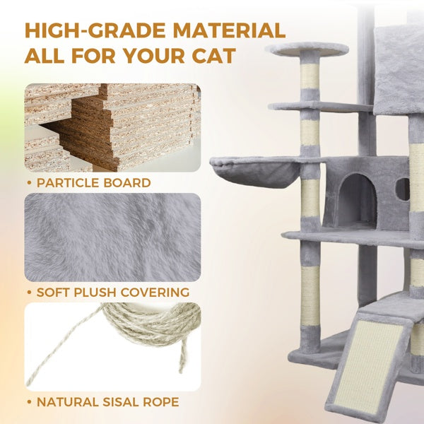 Large Cat Tree Tower 84.6" - 3 Condos 11 Scratching Posts
