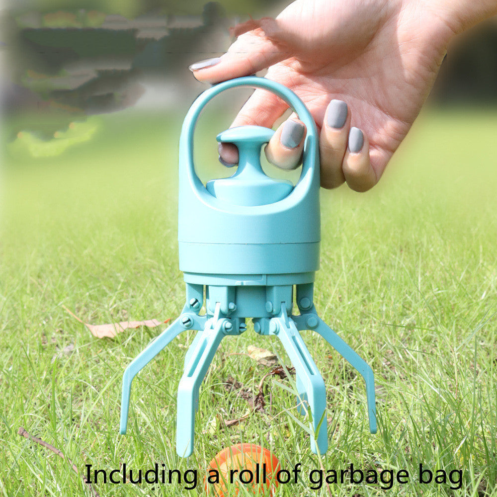 Portable Dog Pooper Scooper - Built-in Bag Dispenser & 8-Claw Pickup