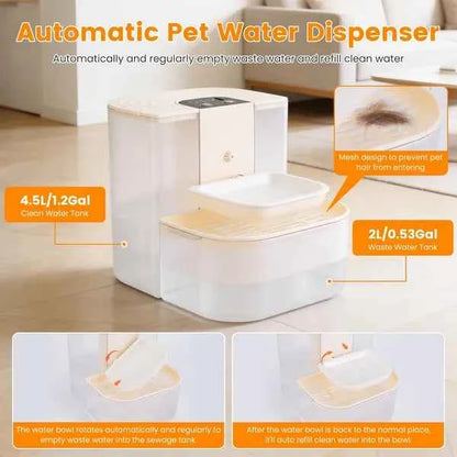 Pet Water Fountain Automatic - 4.5L Dual Tank Remote Control
