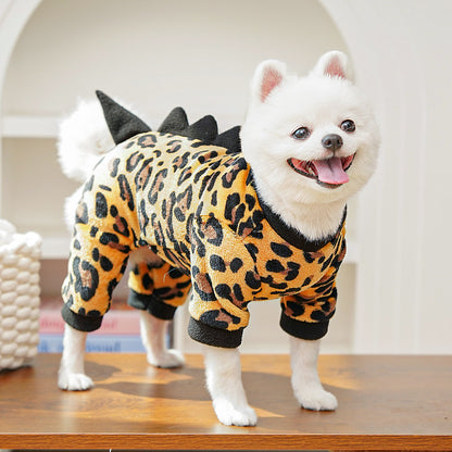 Dino Roar Fleece - Leopard Print Dog Hoodie