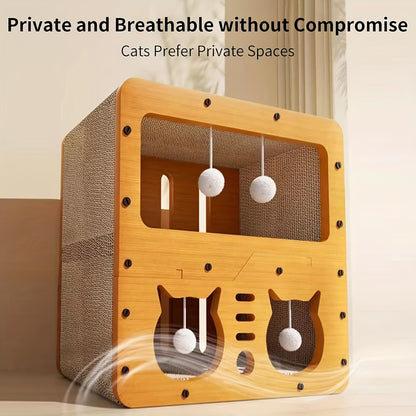 Timber Haven House - Wooden Cat Hideaway