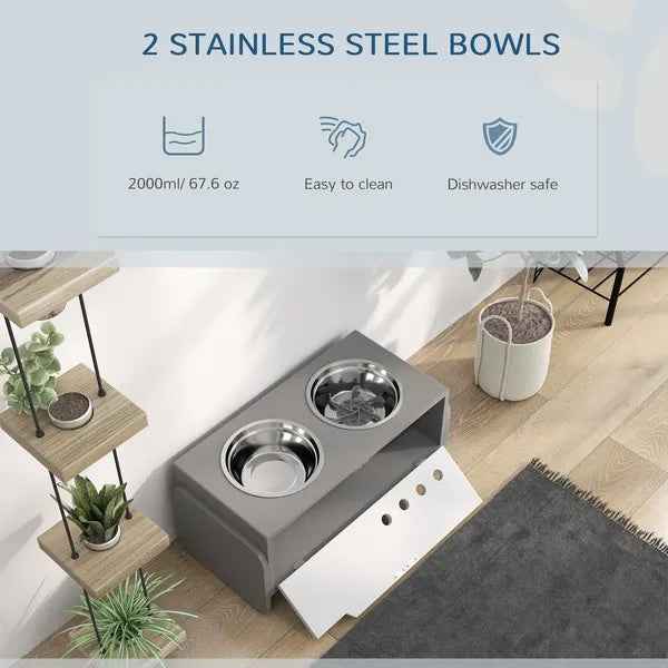 Elevated Dog Bowls - 3 Height Adjustable with Slow Feeder - Purrfect Pet Haven