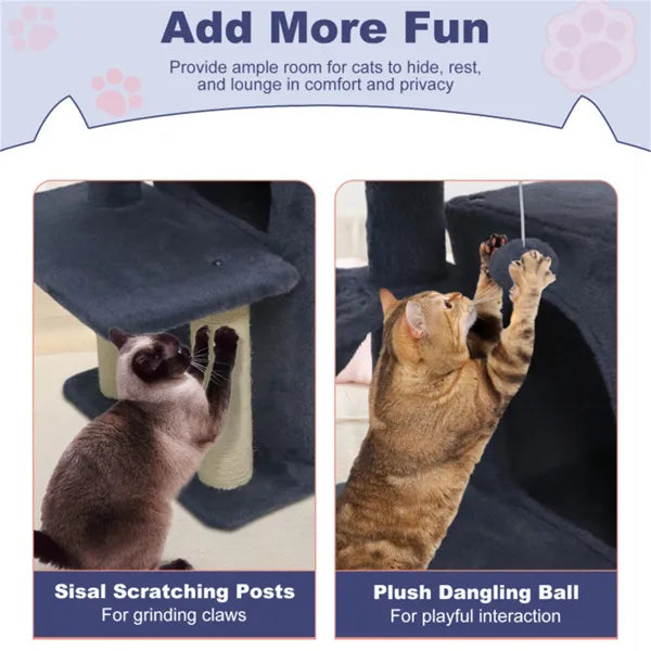 Cat Tree Multi-Level 33" - Sisal Posts 2-Tier Condo