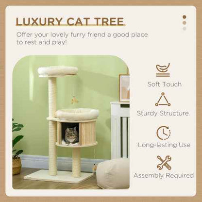 Cat Tree 3 Level - Sisal Posts Soft Cushions Interactive Toy